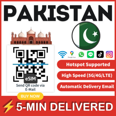 [eSIM] Pakistan eSIM e-SIM card Travel card Tarjeta eSIM Dato Data only  A+