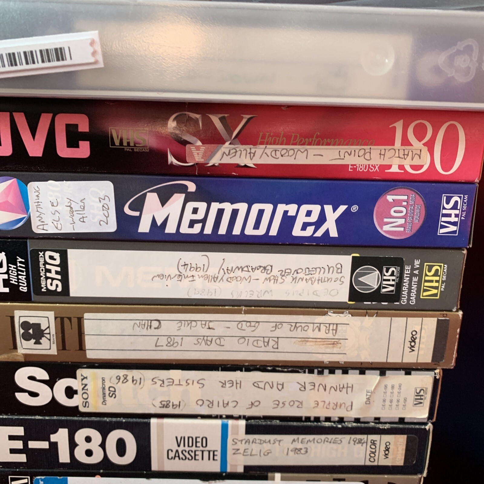 14 VHS Tapes Used Featuring UK PAL TV home recordings of Woody Allen