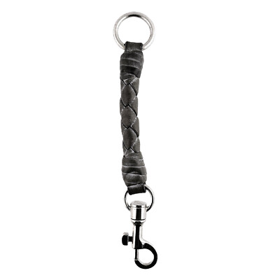 BOTTEGA VENETA Silver Braided Leather Key Chain Ring Bag Charm