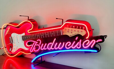 ARIA BUDWEISER RARE LIMITED EDITION NEON GUITAR SIGN WITH WHAMMY