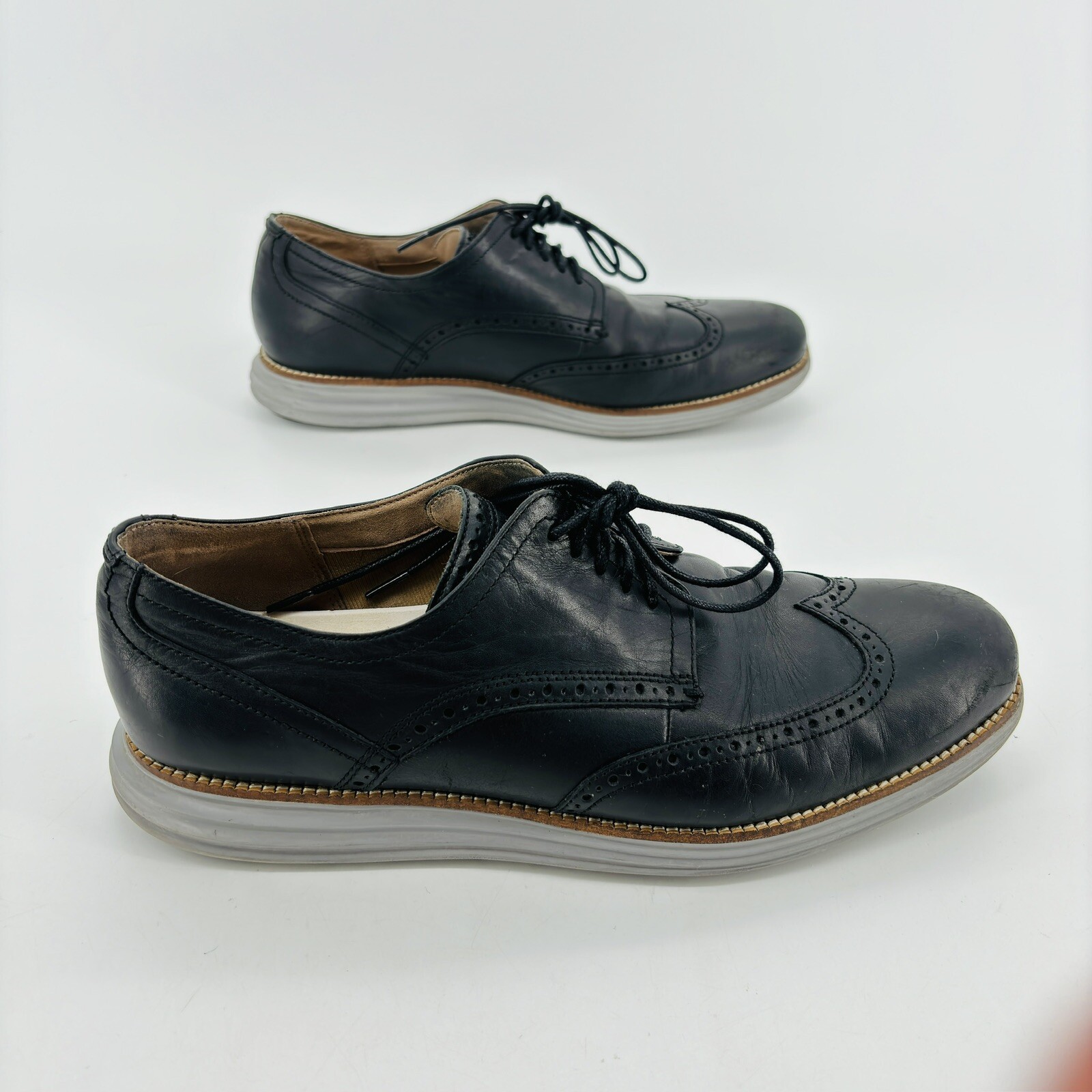 SAOLA Scarpe Oxford originali Grand Wingtip 12 M Cole Haan da uomo C26470 in pelle nera