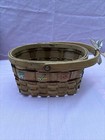 Handcrafted Woven Straw Basket Desk Organizer Teachers Art  5" Tall 9" Long