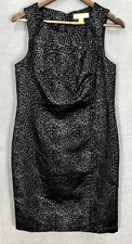 Michael Kors Midi Sheath Dress Womens 10 Black Animal Cheetah Sleeveless Chic