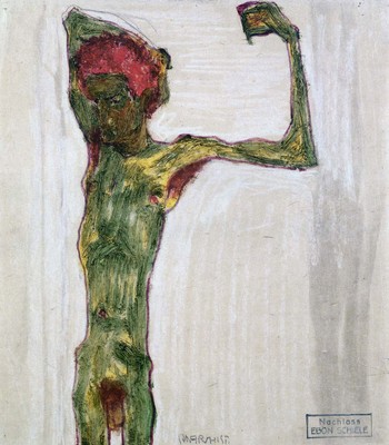 Egon Schiele ''Anarchist'' Green Artwork PAPER or CANVAS Fine Art Print Quality
