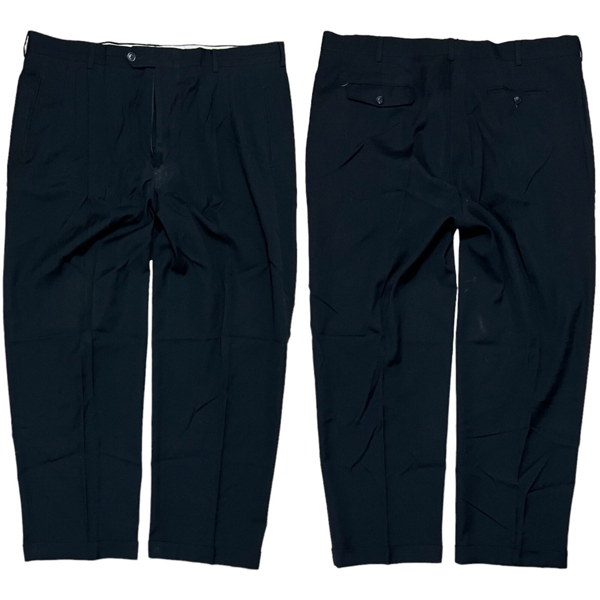 YSL Yves Saint Laurent Pour Homme Pleated Wool Pants Black Men