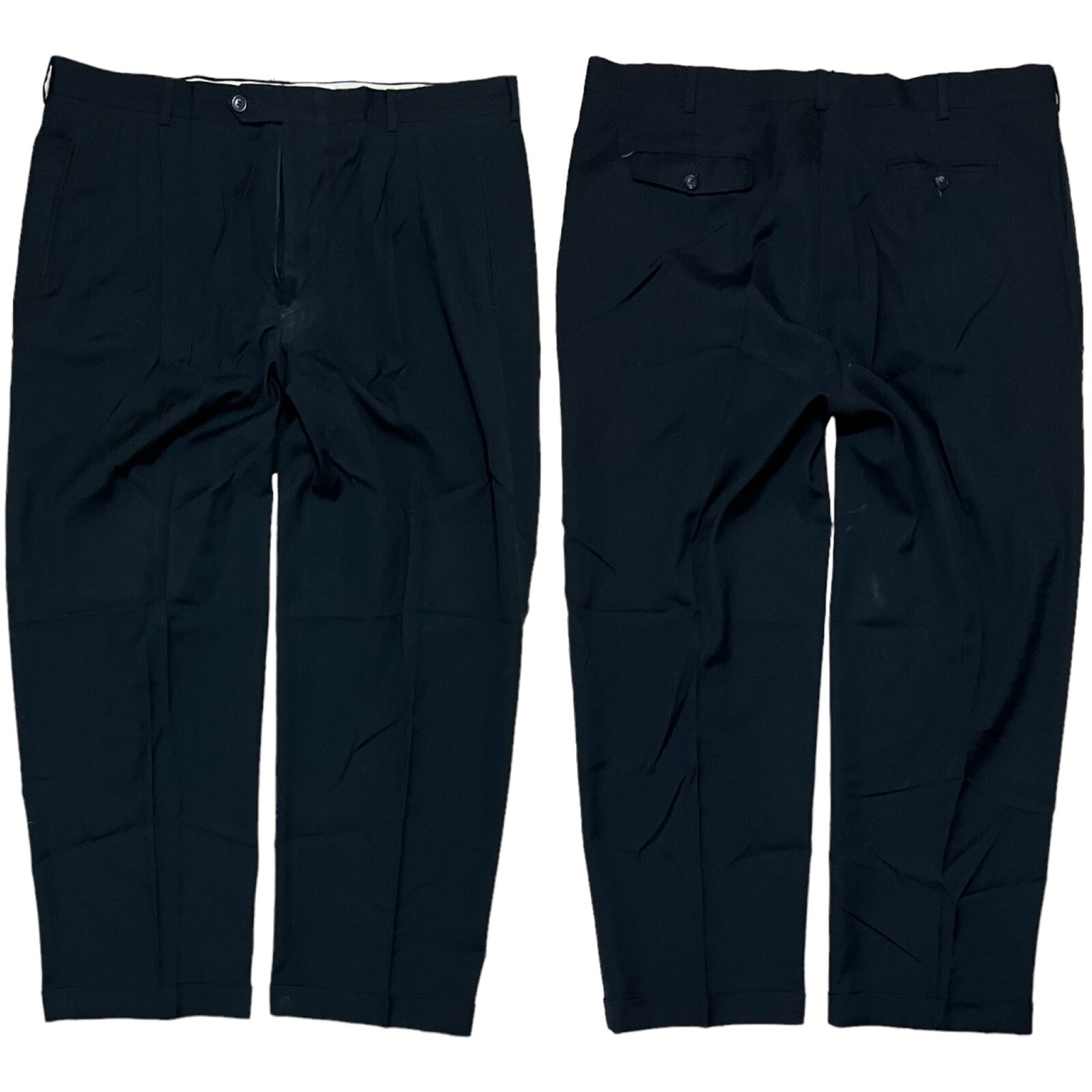 YSL Yves Saint Laurent Pour Homme Pantalone Lana Pieghettato Nero Uomo Taglia 40x30