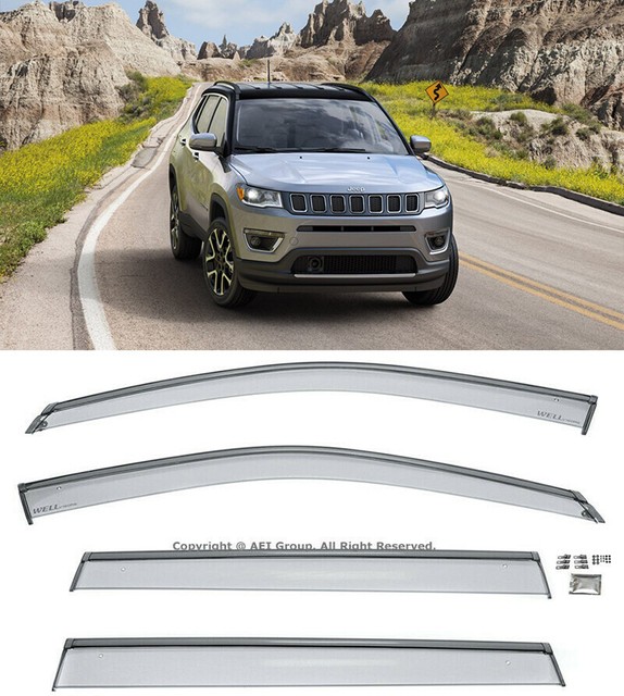 For Jeep Compass 17Plus Side Clip On WELLvisors Window Visors
