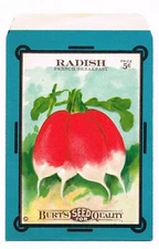 VINTAGE CARD SEED PACKET FLOWERS C1915 BURT RADISH FRENCH VEGETABLES FOLK ART