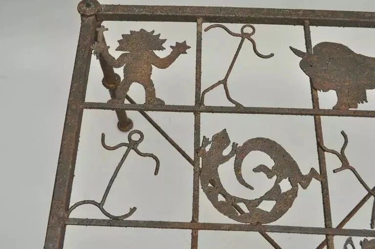 Native American Glyph Figures Metal and Glass Square Brutalist Coffee Table - Image 4 of 4