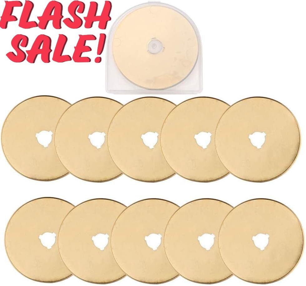 AUTOTOOLHOME Titanium Rotary Cutter Blades 60Mm 10 Pack Replacement Quilting Scr