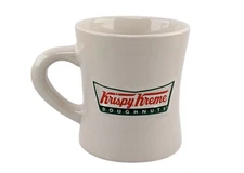 Krispy Kreme Doughnuts Donut Raised Logo Heavy 14oz Ceramic Coffee Mug Cup USED