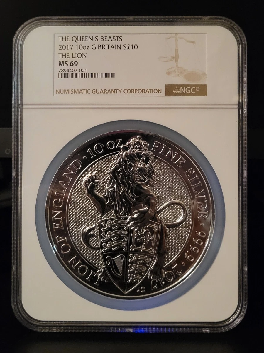 UK Queen's Beast Silver Bullion Coins 10 oz Precious Metal Content