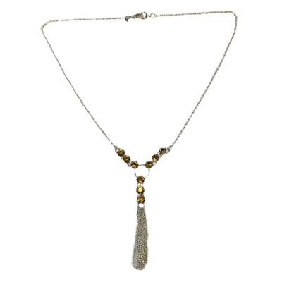 SAQ Avon Silver Tone Chain & Rhinestone 18  Necklace
