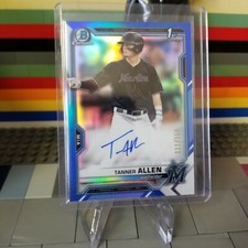 Tanner Allen 2021 Bowman Draft 1st Chrome Blue Refractor Auto #/150 Marlins