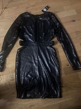 🎀Ladies Boohoo Black Bodycon Sexy Party Going Out Dress Size10🎀