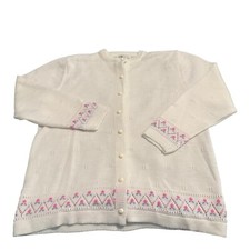 vintage 70s BILLIE JO WHITE FLOWERED WOMEN'S CARDIGAN SWEATER MEDIUM M