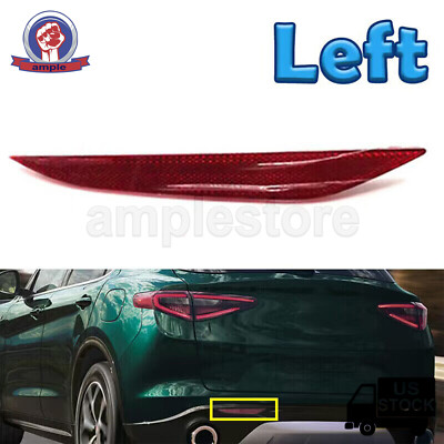 Left Rear Bumper Reflector Light Lamp Red Lens For Alfa Romeo Stelvio 2017-2022