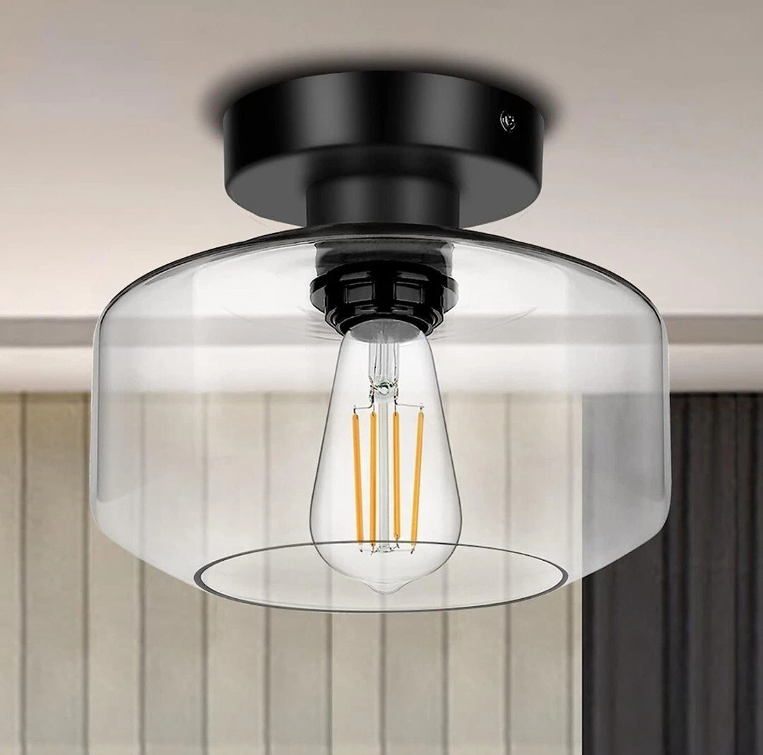 Frideko Home Industrial Glass Light Shade Ceiling Semi Flush Kitchen Light