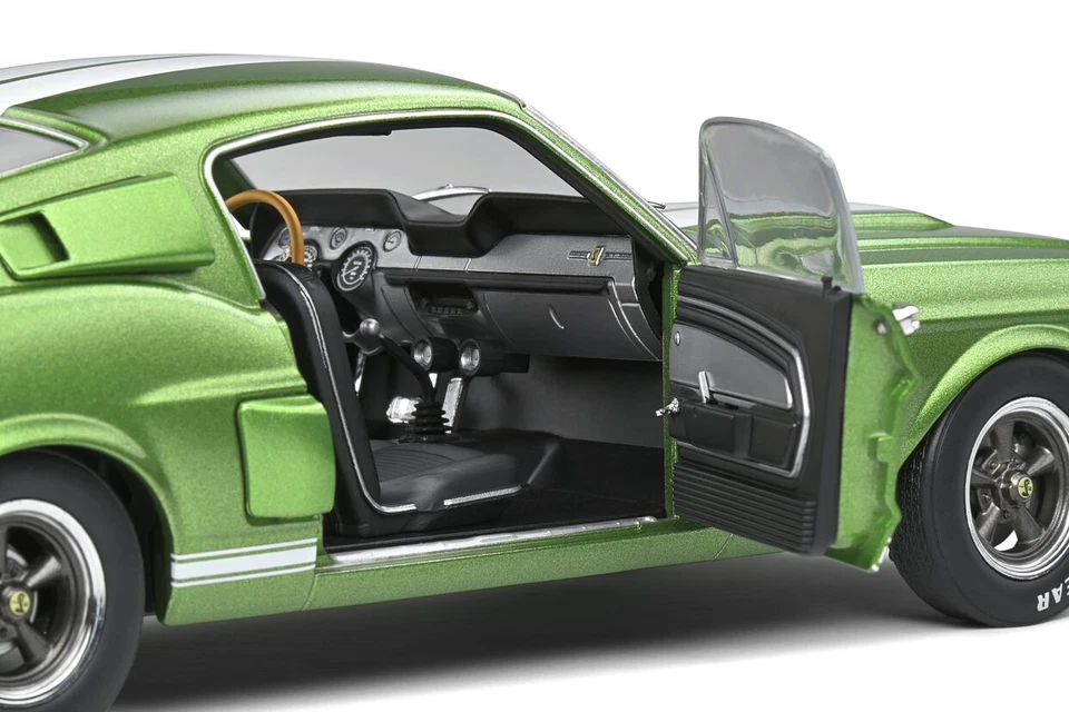FORD MUSTANG SHELBY GT500 1967 LIME GREEN WHITE SOLIDO S1802907 1:18 GT 500 - Photo 2/4