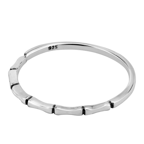 Cool Skinny Bone or Bamboo Link Band Sterling Silver Ring-8 - Picture 2 of 5