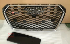 RS4 Style Grille Grill Silver Trim Chrome Rings For 2017 18 Audi B9 A4 SLine S4