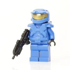 Brick Tactical Custom Mark 5 Space Marine Spartan minifigure BLUE Battle Rifle