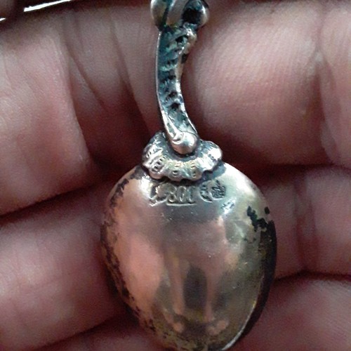 Antique 19th Century German 800 Silver Gilded Porcelain Spoons by Richard Garten - Picture 9 of 9