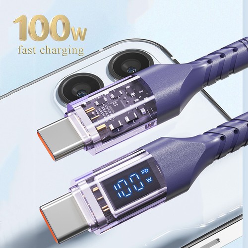 USB C to USB C Cable 100W PD Fast Charging Cord Type-C Charger with LED Display* - Picture 4 of 13