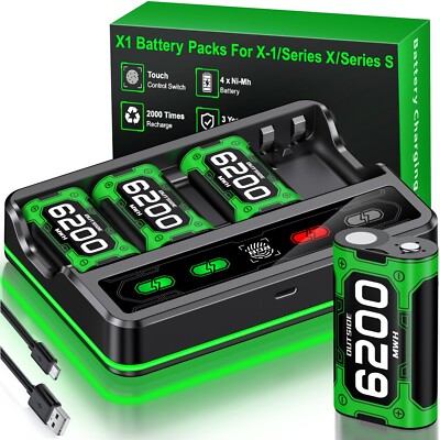 4 Stück 6200mWh NI-MH Akku für Xbox One X/S&Elite Xbox Series X/S Controller