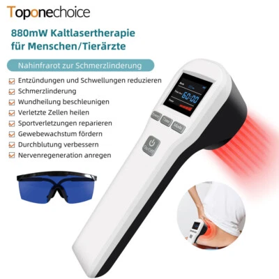 TOPONECHOICE Kalt Laser Therapiegerät 650+808nm Cold Laser Therapy For Pain Relief LLLT+Glas