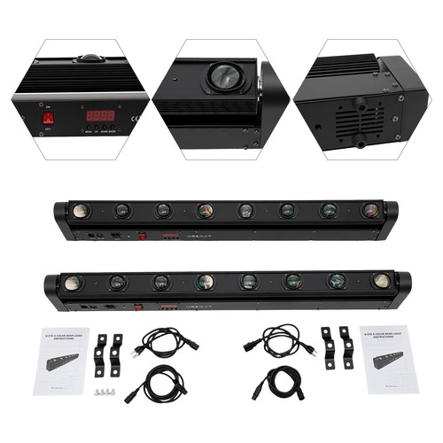2 Piezas 8 Ojos LED Luces de Cabeza Móvil DMX512 Cuatro Colores 180 Ángulo de Escaneo 100w - Imagen 8 de 11