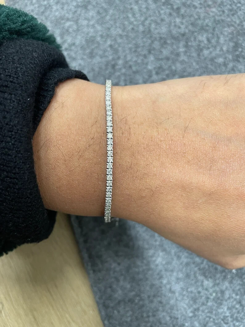 3MM Vintage 5Ct D/VVS1 Diamond Womens Tennis Bracelet Solid 14k White Gold Over