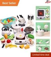 Complete Cooking Toys Playset - Realistic Induction Cooktop  Steam Cooking