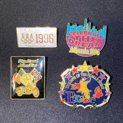 LOT OF 4 PINS ''Go For The Gold'' ''Atlanta 1996'' ''The Breed Never Dies'' AS-IS!