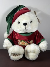 Dan Dee Teddy Bear 2002 Christmas Collectible Stuffed White Plush Preowned