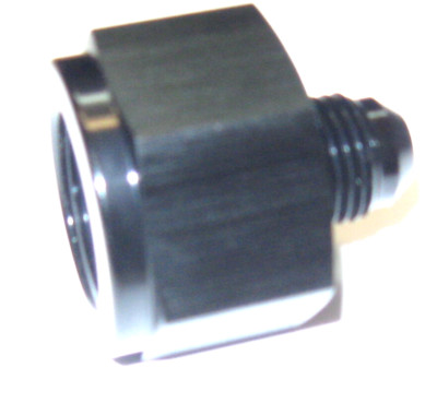 Reducer fitting 10 an female to 06 an male show Polished Blue anodized aluminum 