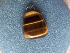 Natural Tiger Eye Gemsteone Pendant Necklace With Wire Wrap And Bale