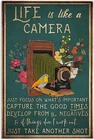 Vintage Rustic Metal Tin Sign Photographer Camera Wall Art Decor 8"X 12"