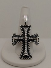 A.W Jewelry, Carolyn Pollack 925 Sterling Textured Cross Pendant Enhancer Unisex