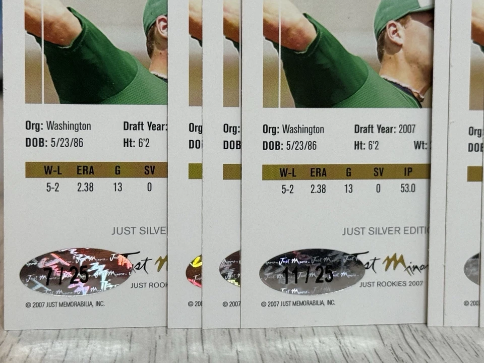 Lote de 14 - 2007 Just Minors Jordan Zimmerman Rookies Edición Plata/25 #JR-65 Foto 3 de 3