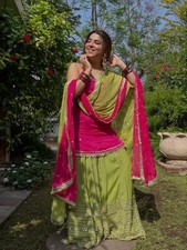 Indian Style Heavy Silk Pink Top Lehenga With Dupatta For Function Wear