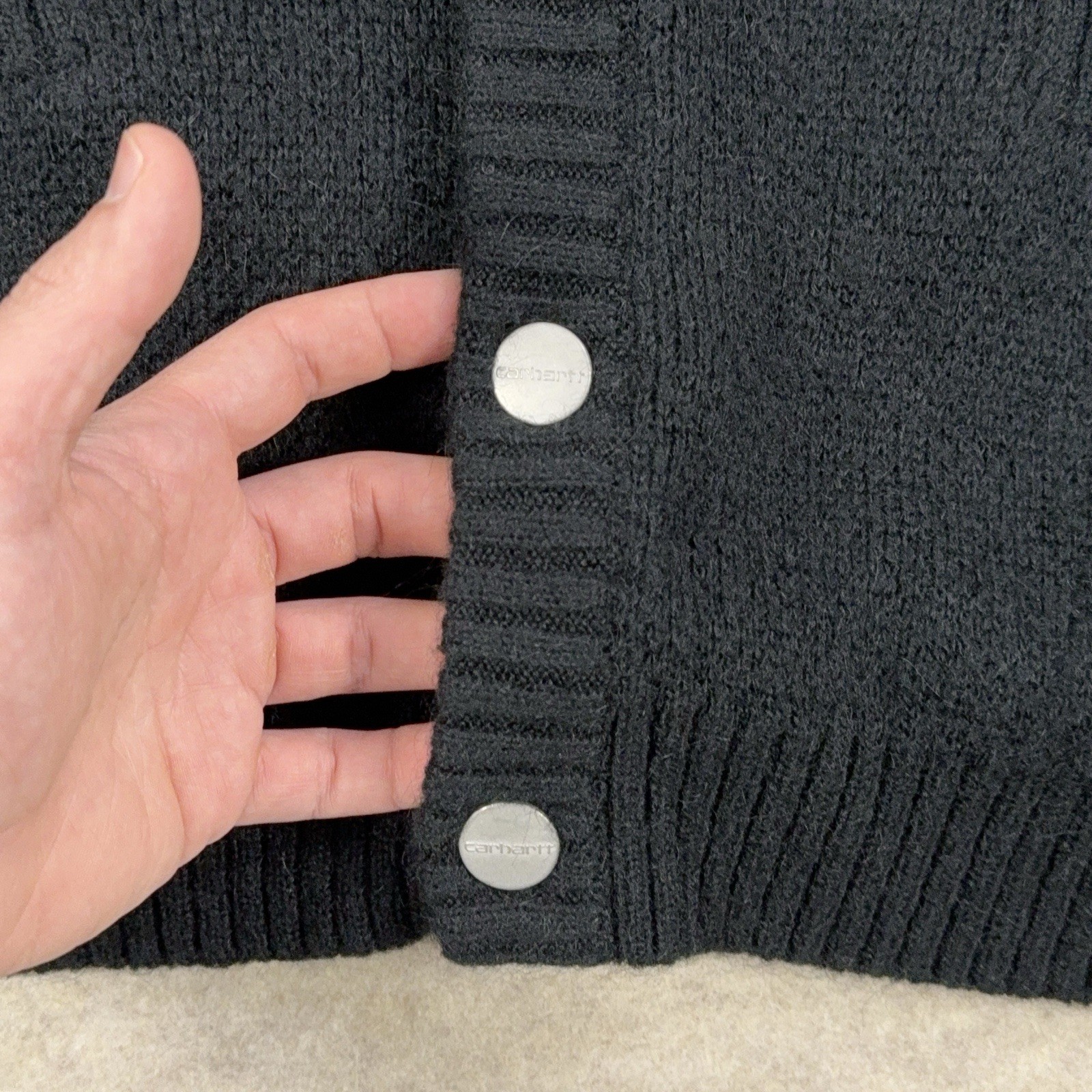 Carhartt WIP Merton Cardigan Mens Medium Black Alpaca Wool Work in Progress image 6