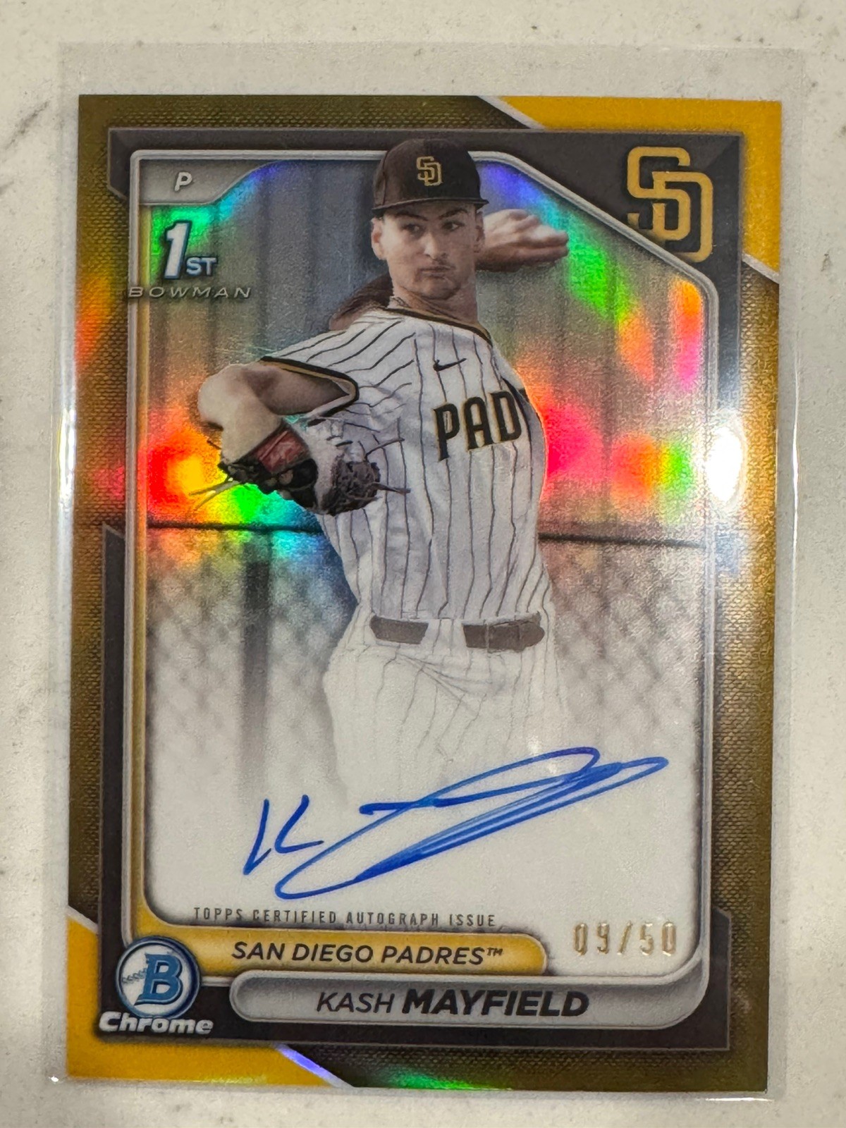 2024 Bowman Chrome Kash Mayfield Auto Gold Refractor 1st #09/50 Tigers