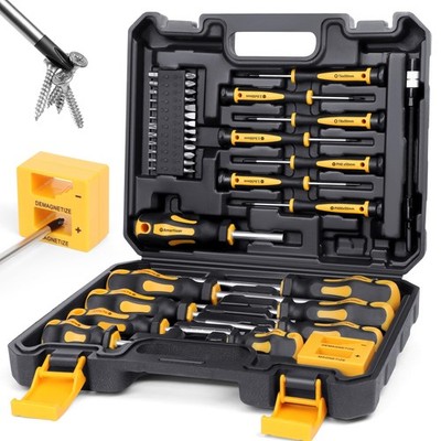 Magnetic Screwdrivers Set with Slotted/Phillips/Hex/Pozidriv/Torx, Yellow