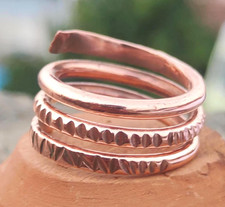 Solid Pure Copper Minimalist Healing Ring, Handmade, Unisex Oxidized Band Hammer
