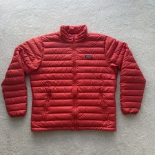 Patagonia Jacket Men's Down Sweater Puffer Size XL Red Full Zip Puff Goose