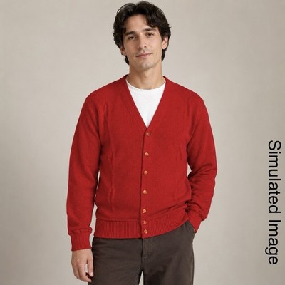 Vintage Abbott s Red Cardigan Sweater Men s 38 V-Neck Button Grandpa S/M