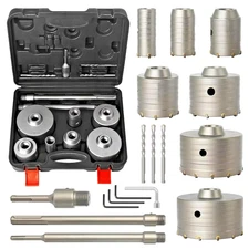 20Pcs Concrete Hole Saw Kit Wall Hole Opener 30-110mm SDS Plus or SDS Max Shank