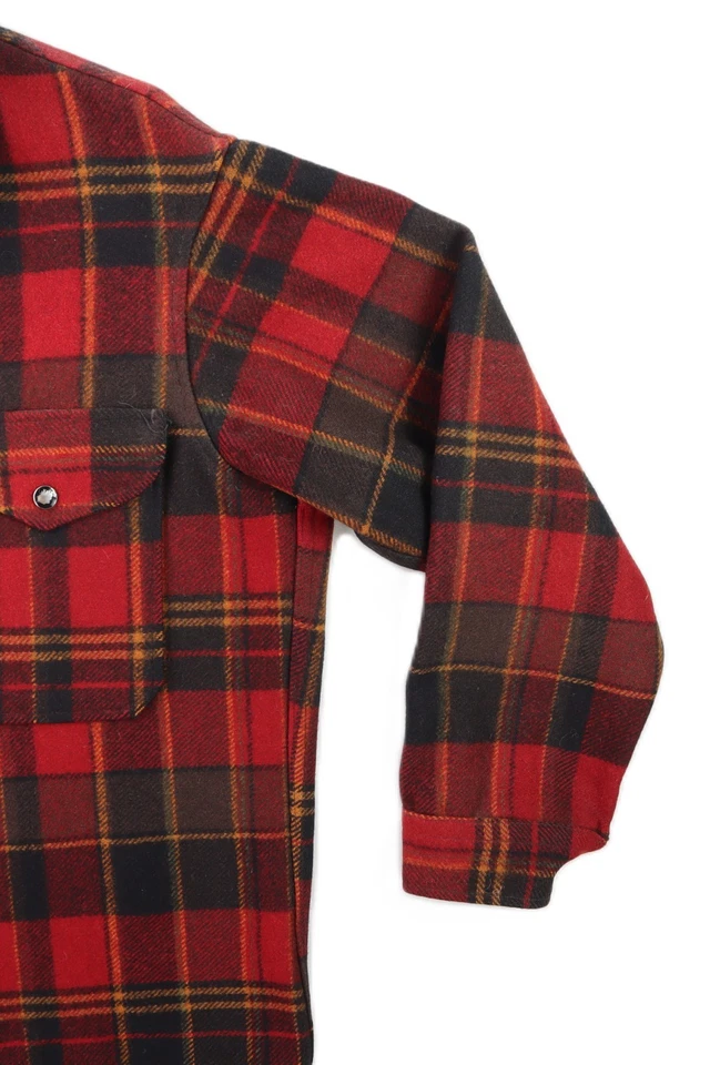 VTG 80s PENDLETON USA Men's M Red Plaid Mackinaw Cruiser Hunting Jacket Shirt - Image 3 of 4