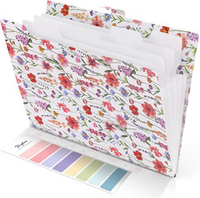 Accordion File Organizer, Floral Expanding File Folders with 5 Pockets, Cute Doc